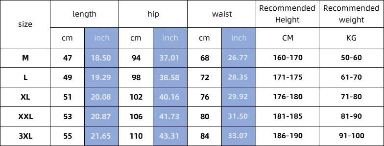 Men’s quick dry breathable mesh oversized basketball sports shorts. chart