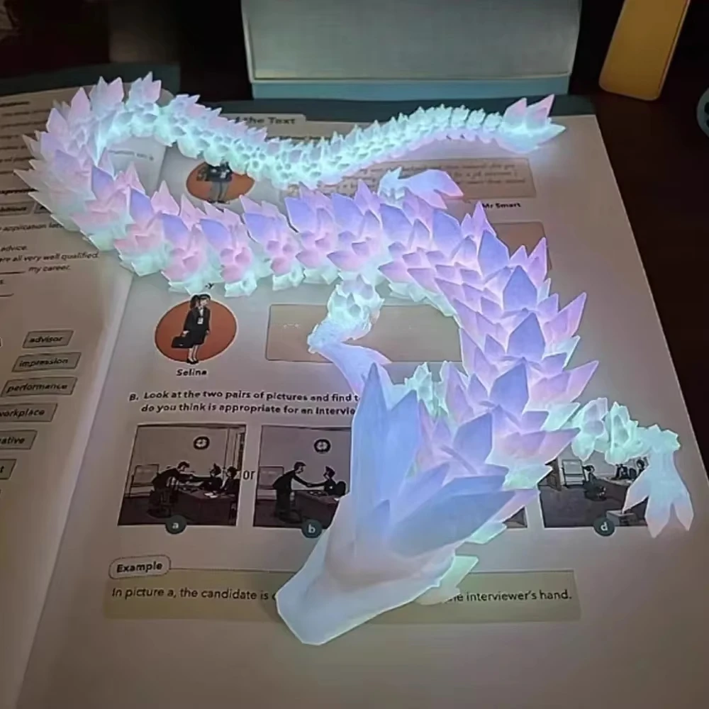 Dragon Ornament 22/30/45cm Luminous 3D Printed Dragon Glow in The Dark Flying Dragon Rotatable Articulated Wing Dragons Home Ornaments
