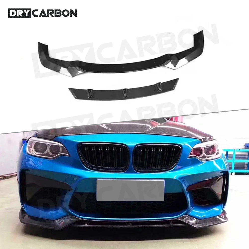 

Dry Carbon Fiber V Style Front Lip Spoiler Chin Aprons For BMW 2 Series F87 M2 2016-2019 Head Bumper Protector Car Body Kits