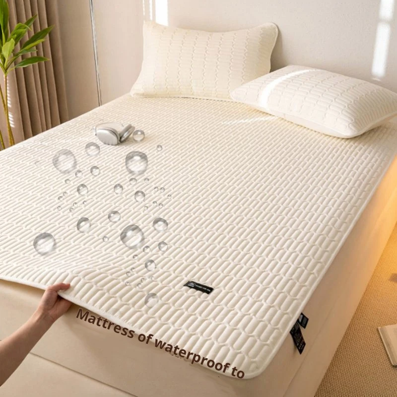 1pcs All Cotton Waterproof Bed Sheet Solid Color Mattress Protective Cover Antibacterial Pure Cotton Dustproof Bedroom Bed Sheet 3