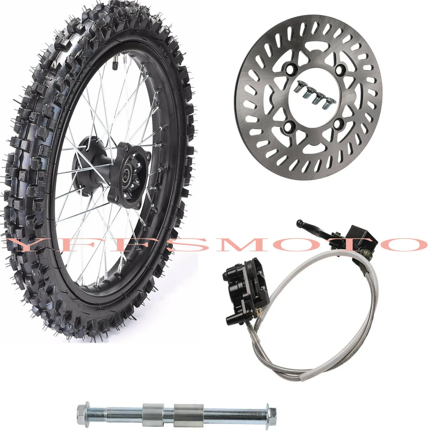 

Передний обод колеса 60/100-14 дюймов, Knobby Tyre питpro, внедорожный велосипед + ось + диск + тормоз CRF70 90 110 TTR100 110 KLX65