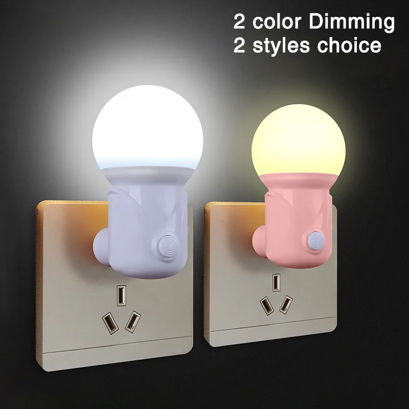 Portable Plug-in LED Night Light 2-color Baby Nursing Eye Sleep Light Bedroom Corridor Socket Lights Energy Saving Night Light nursing night light baby bedroom table lamp bedside sleep soft light eye care charging usb portable night light