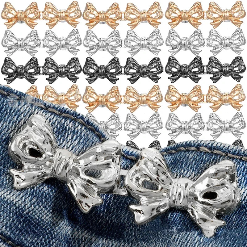 Easy Operation Bow Waist Buckle Reduce Waist Circumference Waist Button Clothing Quick Installation Alloy Bowknot Belt Buckle