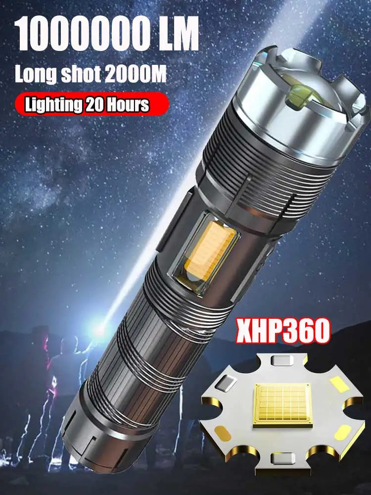 

Super Brightest XHP360 Led Flashlight Rechargeable Torch Usb Powerful Tactical Flash Light Hunting Lantern Waterproof Hand Lamp