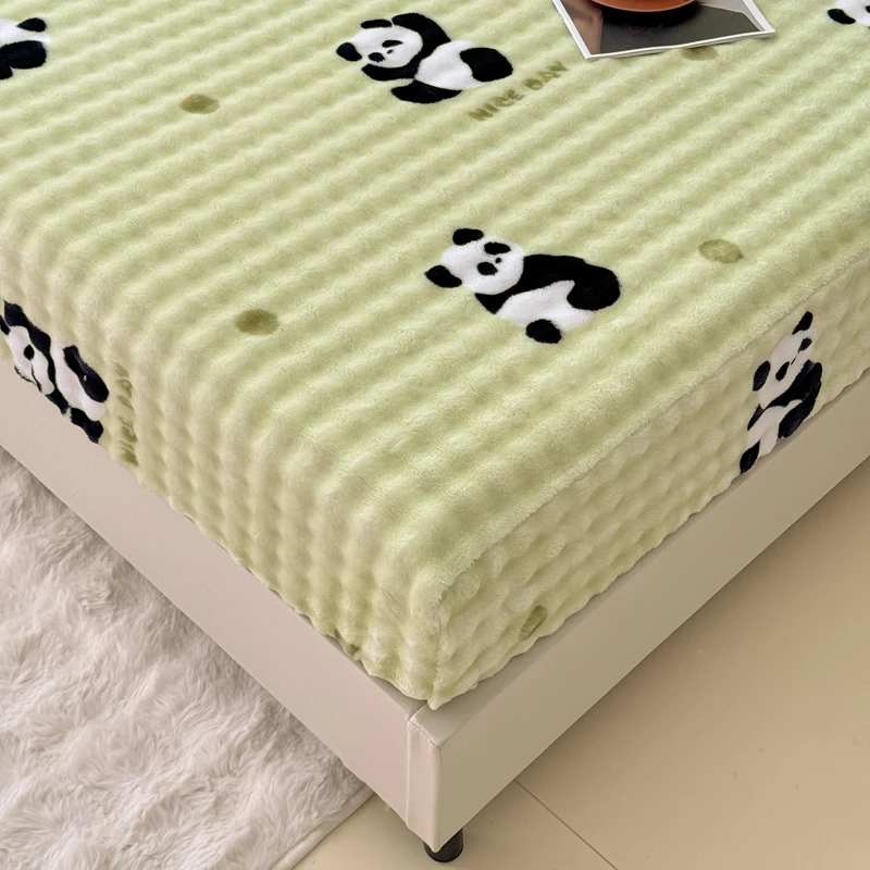 Warm Thick Bed Sheet for Winter Single/Queen/King Fleece Pluffy Fitted Bed Sheet Cartoon Mattress Cover(pillowcase need order) 5