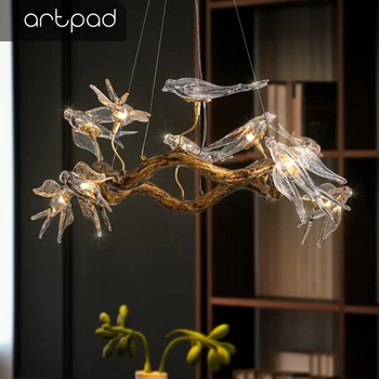 Vintage Bird Glass Chandelier 1