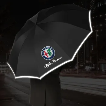 Ombrello automatico per auto con torcia a LED striscia riflettente per Alfa Romeo giulietta 159 mito giulia stelvio 147 Accessori
