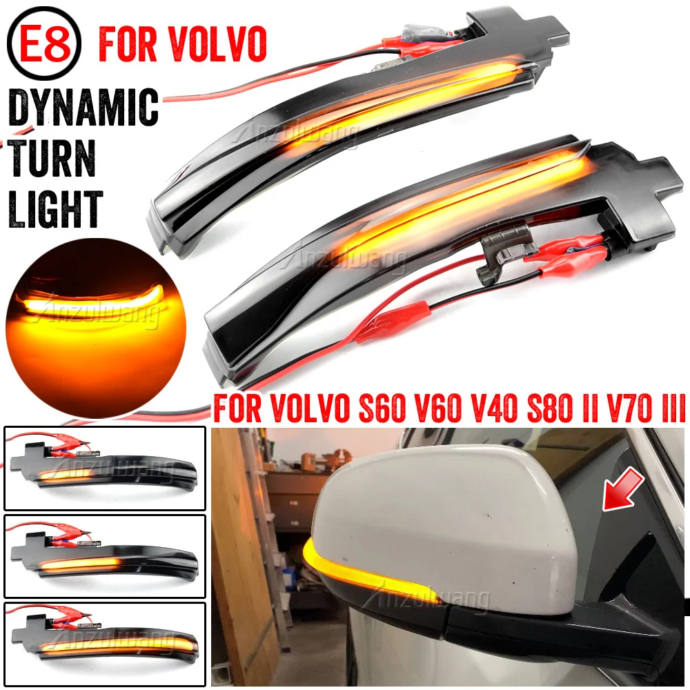 

2X LED Sequential Dynamic side mirror blinker Light Turn Signal Lamp For Volvo S60 CC S60 II S80 II V40 CC 40 II V60 V60 CC V70