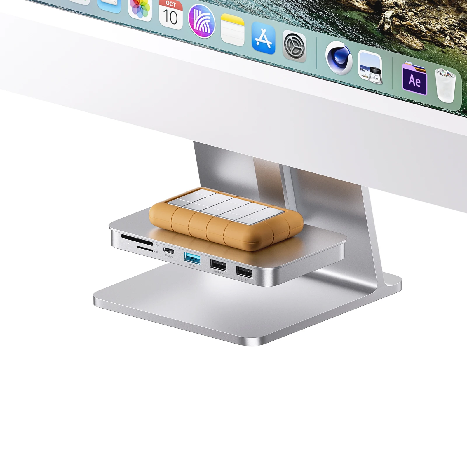 Pulwtop Usb C Hub Accessorio Imac 6 In 1 Con Usb C/A3.2 Gen 2, Sd E Tf Per Monitor Da Studio Imac 24 "2021/2023 E Imac 27"