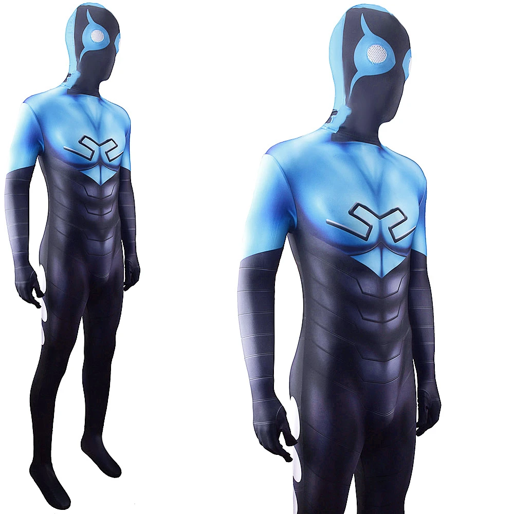 Mystery Men Comics: Blue Beetle | Bodysuit Cosplay Costume 31 Blue Spandex Zentai Bodysuit Cosplay Costume for Adults and Kids