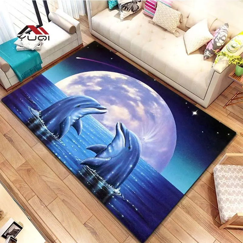 Animal Dolphin Pattern Rug for Bedroom Living Room Carpet for Kitchen