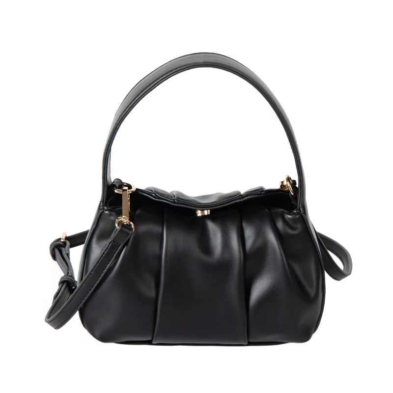 

Fashion Ruched Shoulder Bag Women New Korean Trend Chic Simple Design Exquisite Handbag Solid Color Casual Versatile Cross Bag