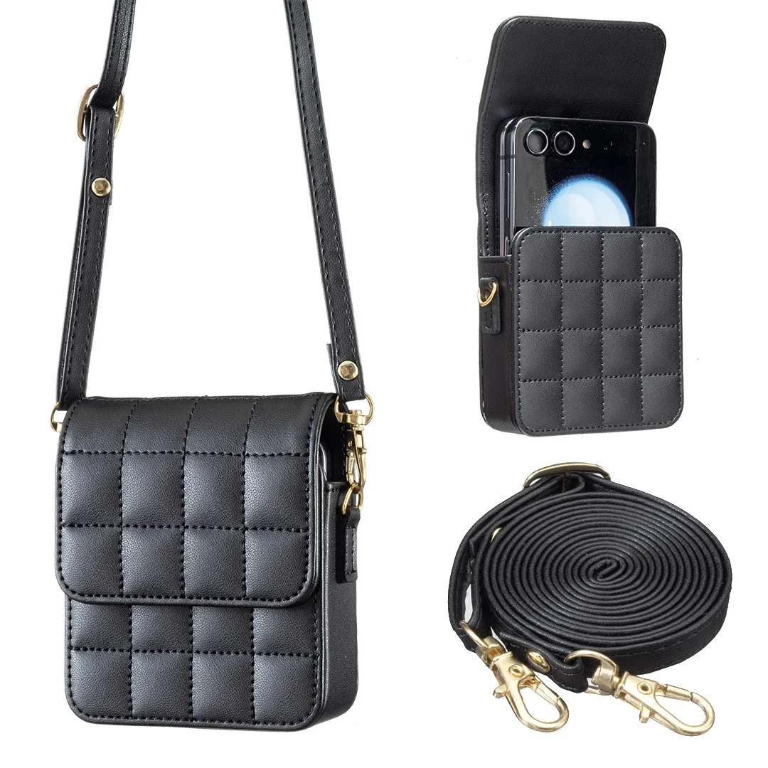 Women's Fashion Zipper Wallet Case - PU Leather Plaid with Strap and Card Holder