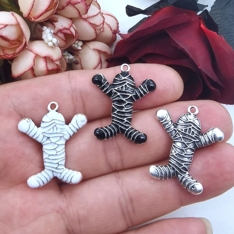 

5 pcs, European and American new jewelry,Egyptian series mummy white and black oil dripping personalized DIY handmade jewelry