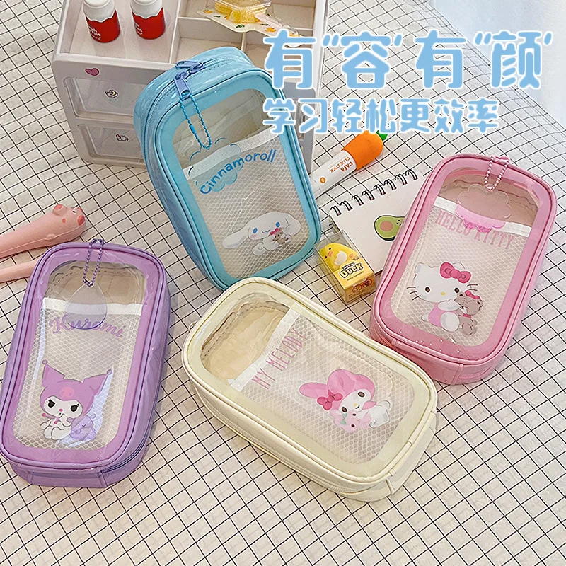 Takara Tomy Kawaii Sanrio Cinnamoroll Kitty Kuromi My Melody Pencil Case PU Waterproof Cartoon Pen Bag Kindergarten Opening Gifts Child Toys, Size: 11cm-30cm