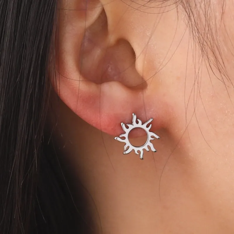 316L Stainless Steel Sun Totem Stud Earrings for Women 2024 New Fashion Classic Earring Jewelry Gifts