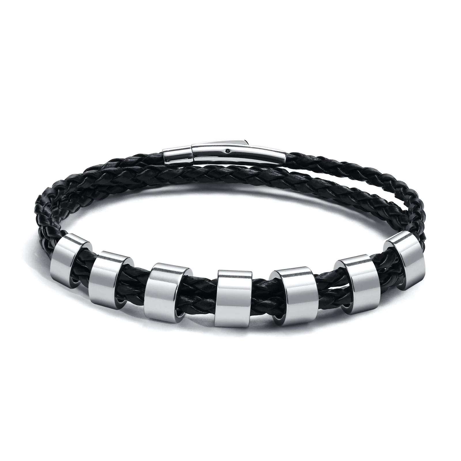 Braccialetto In Pelle Intrecciata Personalizzato Da Uomo - Foto 6