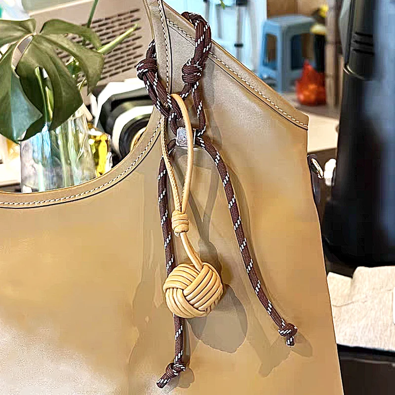 Handmade Luxury PU Leather Weave Ball Pendant - Fashionable Handbag Decoration Wholesale Gift