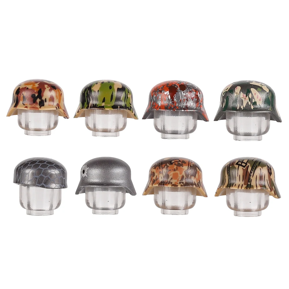 Military Special Force Soldiers Cappello Stampato Building Blocks Swat Police Figures Camo Helmet Bricks Toys For Children