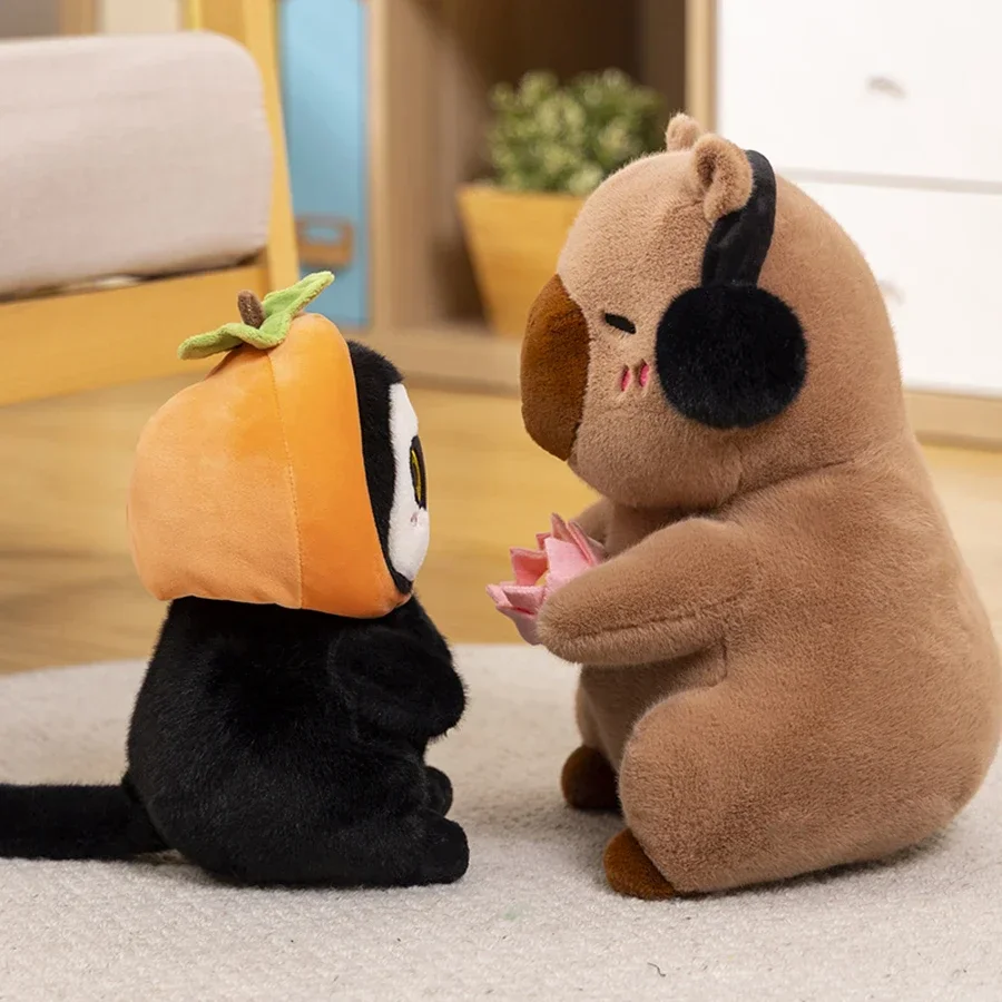 Adorable Capybara Plush Toy with Lotus Flower - Soft Animal Doll