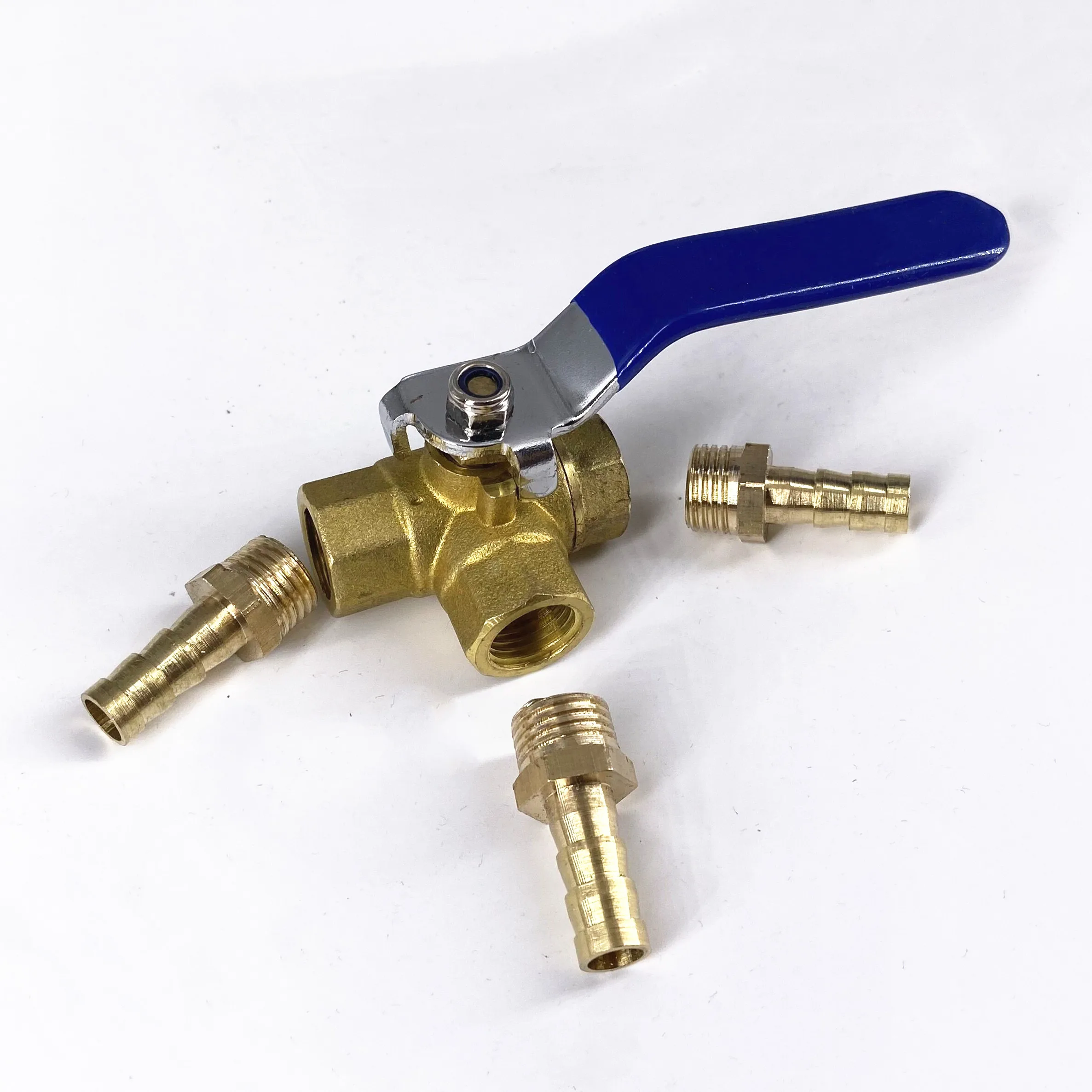 HATOOLHA® - Connettore per tubo flessibile a 3 vie, a forma di Y, in ottone, valvola a sfera per acqua, olio, gas (10 mm