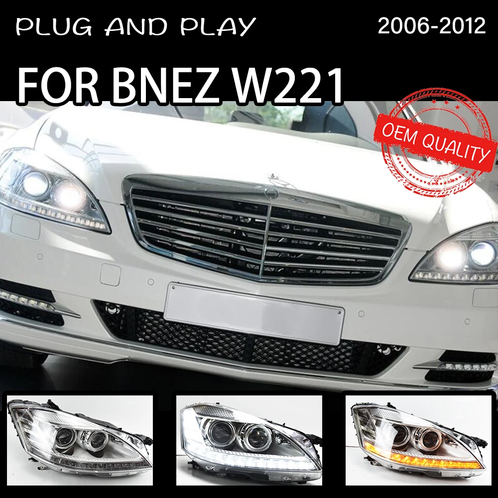 Headlight For Benz W221 2006-2012 Car автомобильные товары LED DRL Hella 5 Xenon Lens Hid H7 S300 S400 Car Accessories