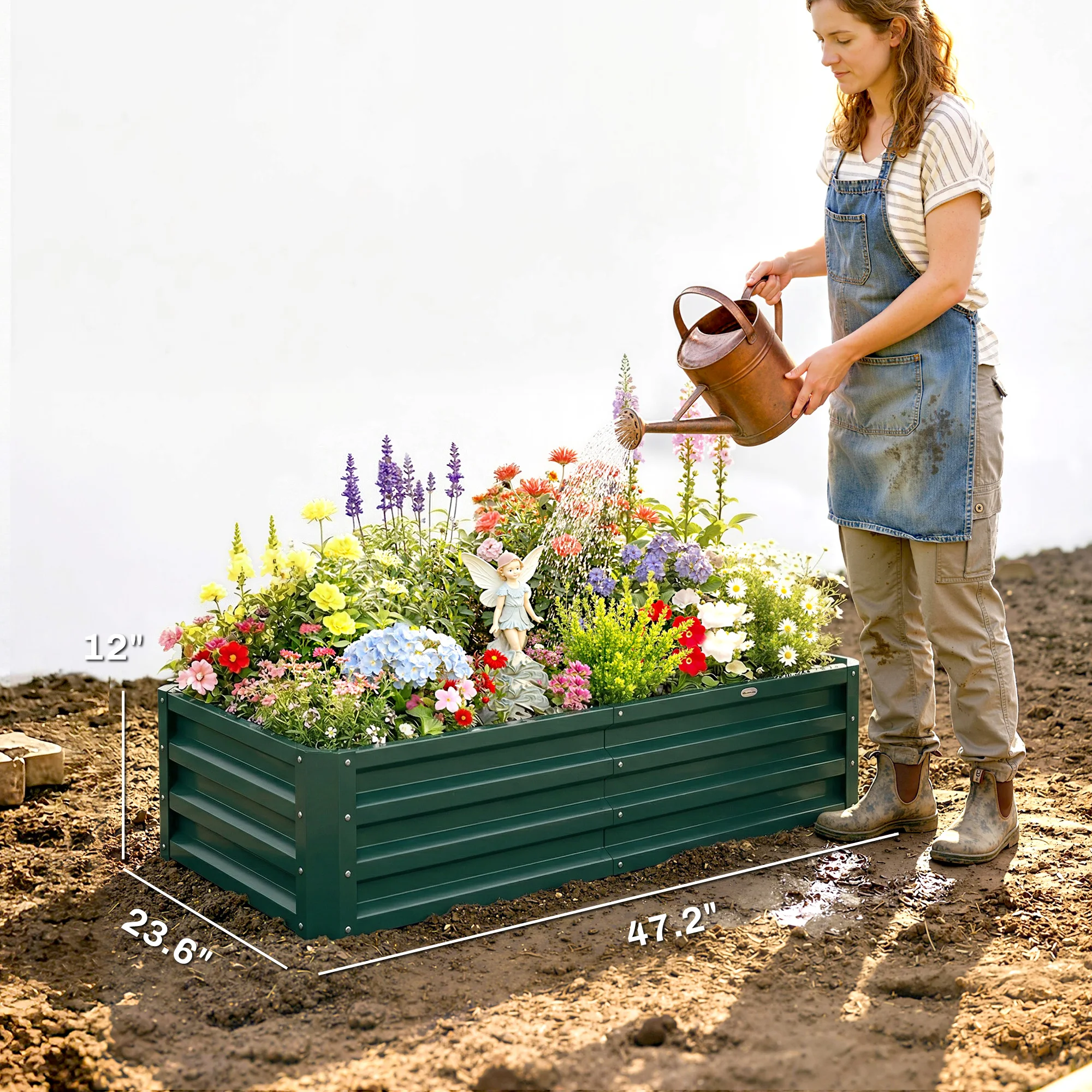 4' x 2' Raised Steel Garden Planter Bed for Vegetables, Herbs & Flowers, Grey