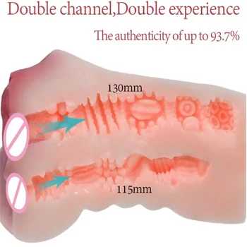 18+ Realistic Vagina Masturbator Cup Skin Pocket Pussy Male Masturbator Anal Oral Cup Adult Sex Toys for Men Masturbation 3