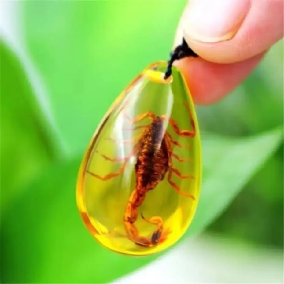 1 Pcs Pendant Inclusion Scorpions Necklace Charms Home Decorative Stone Travel Gift Resin Handmake Jewelry Amber Natural Insects
