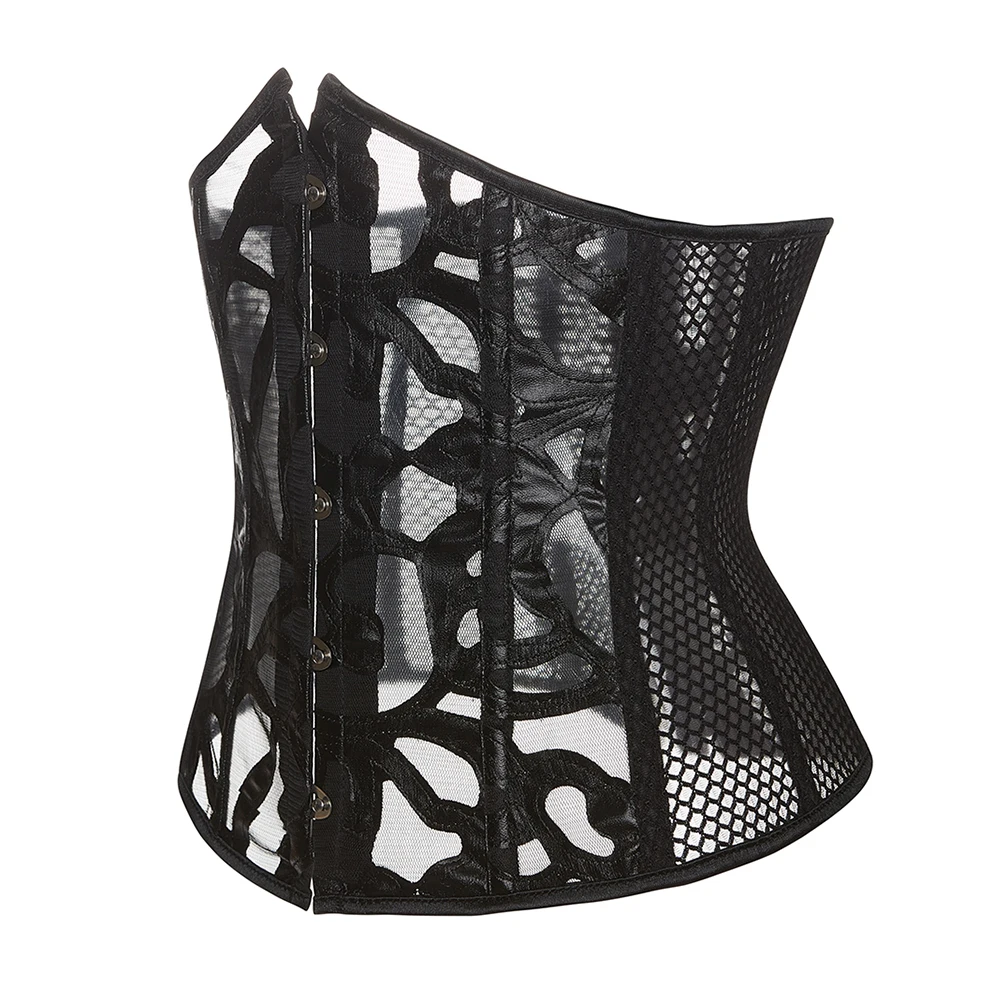 Annzley Corsé Adelgazante De Cintura, 24 Bonings De Acero, Cuero Negro