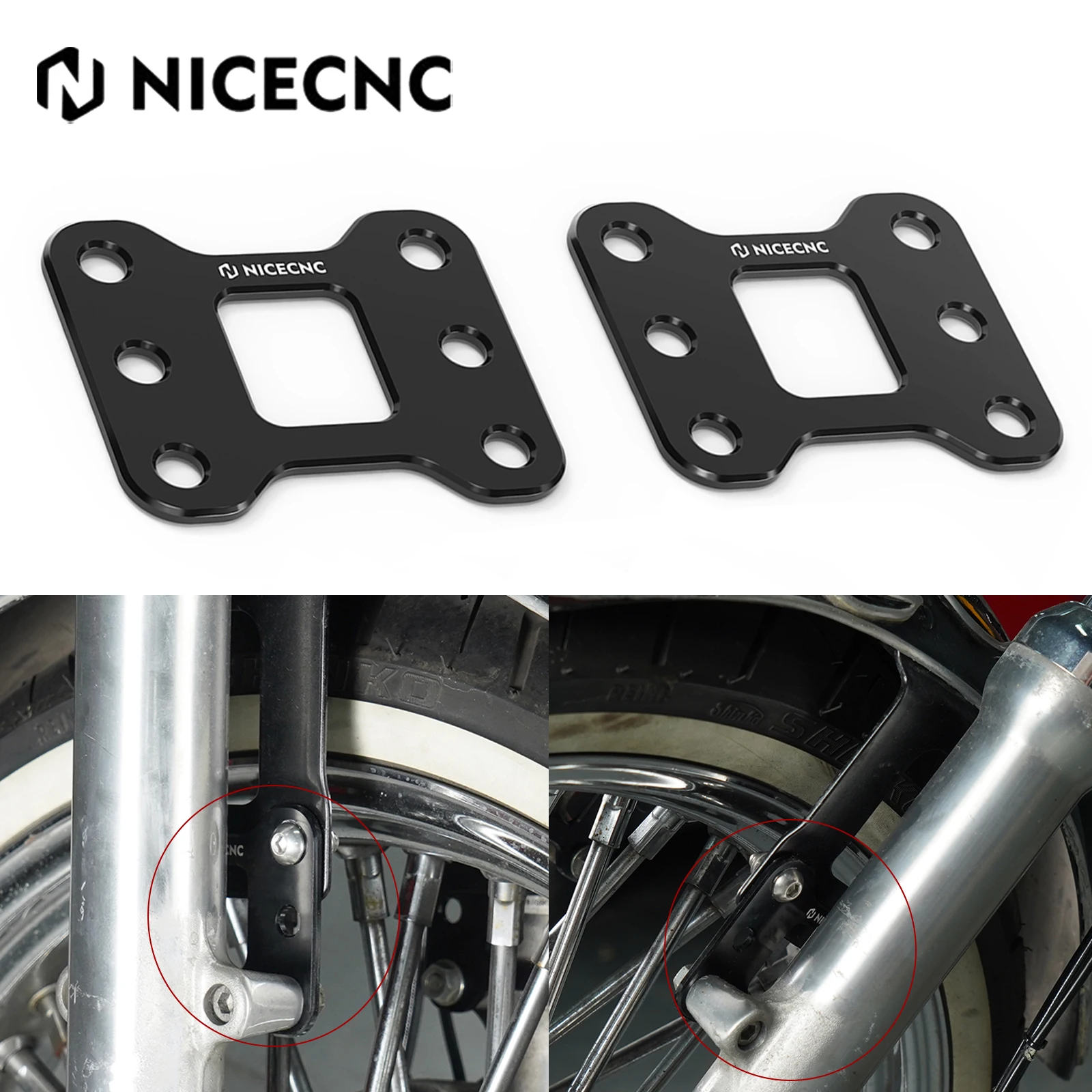 

For Harley Sportster 1"/2" Front Fender Riser Spacer Adapter Iron 883 XL883N 2009-2019 Iron 1200 XL1200NS 2018-2019 Forty Eight