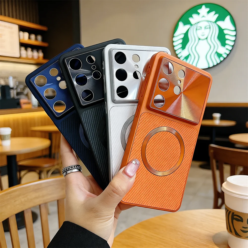 Luxury Aurora Lens Protection Magnetic Case - Shockproof Carbon Fiber Cover