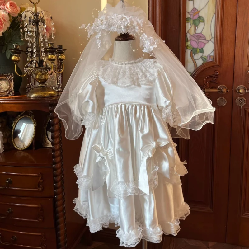 Handgefertigte Baby-Fotografie-Kleidung Original Vintage Kinder-Partykleid Lolita Prinzessin Geburtstagskleid Blumenmädchen Hochzeitskleid