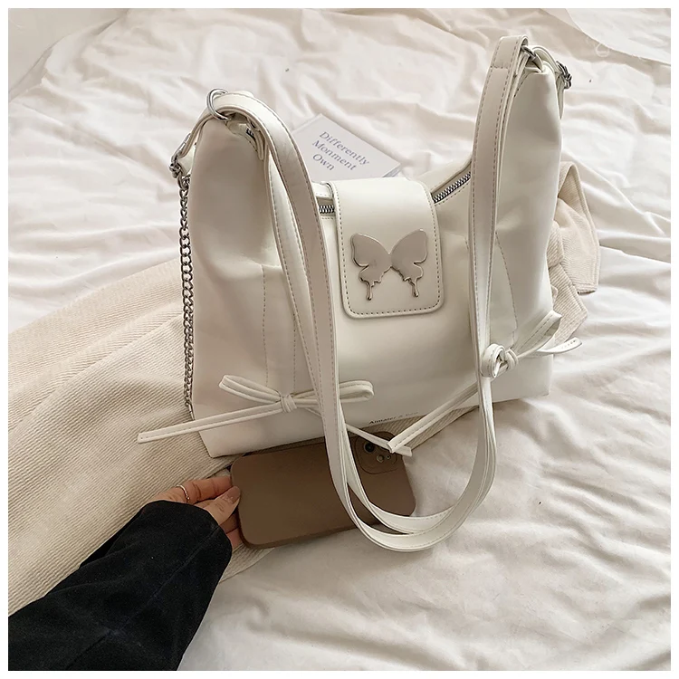 

High Capacity Shoulder Bags For Women 2024 Spring New Fashion Trend Designer Bowtie Backpack Underarm Bag Female Handbags
