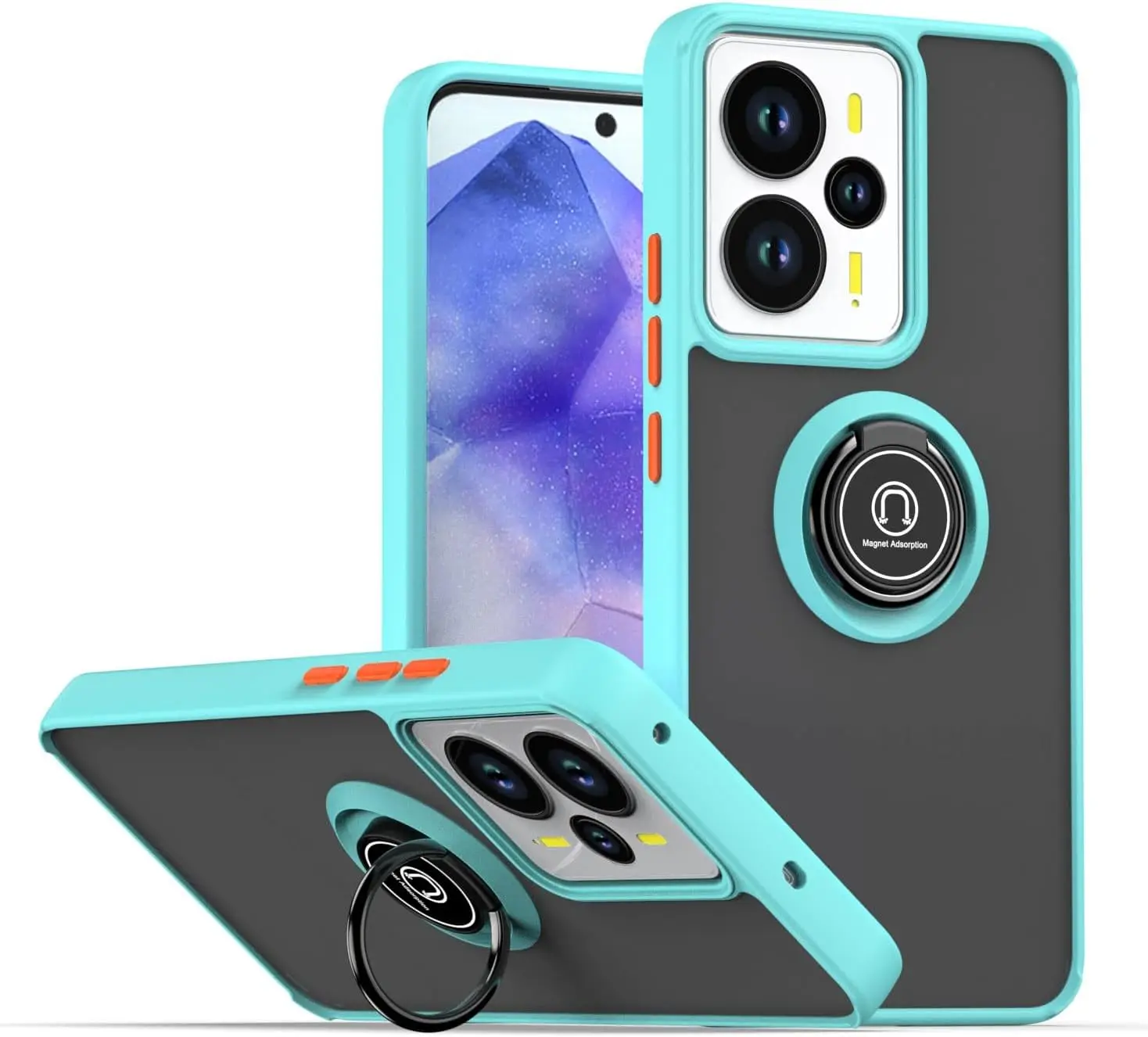 Shockproof Armor Matte Case with Magnetic Ring Stand Holder