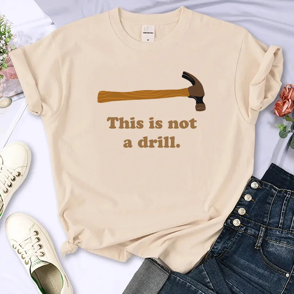Hammer This Is Not A Drill T-Shirt Donna Comic Summer Japanese Top Girl Anime 2000S Manga Clothes