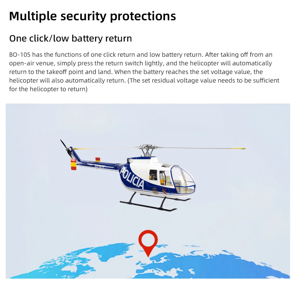 FLY WING BO-105 470 클래스 2.4G 6CH GPS 안정화 스케일 RC 헬리콥터 RTF(H1 비행 컨트롤러 포함)