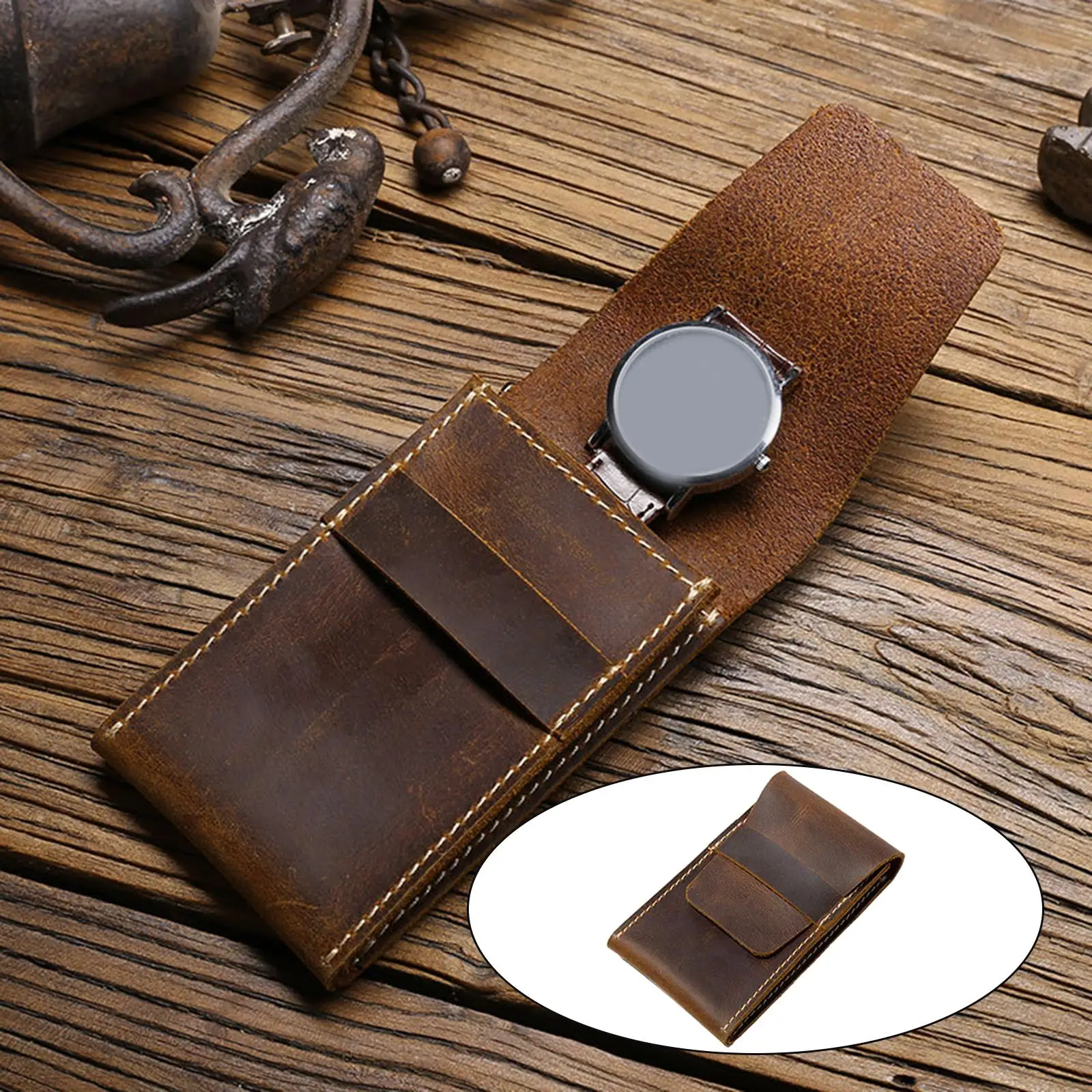 

Soft PU Leather Watch Travel Case Jewelry Pouch Portable Bag for Men Women