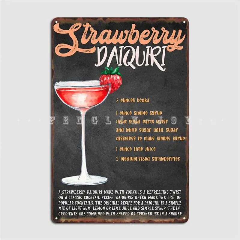 

Strawberry Daiquiri Drink Metal Sign Custom Wall Cinema Living Room Plaques Tin Sign Poster