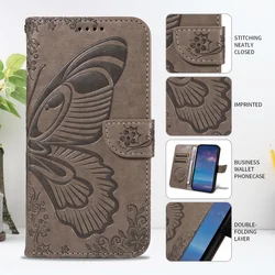 Butterfly Design Flip Leather Phone Case - Fashionable Animal Print Book Cover - Redmi 9C (Gray (KT - FWD))