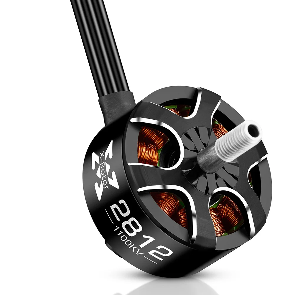Moteur brushless 2807 1300-1700KV pour drone, bobinage cuivre et aimants apparents.