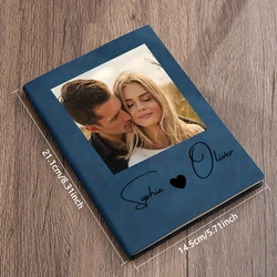 Personalized Custom A5 Notebook with Name and Photo Portrait (Dark Blue)