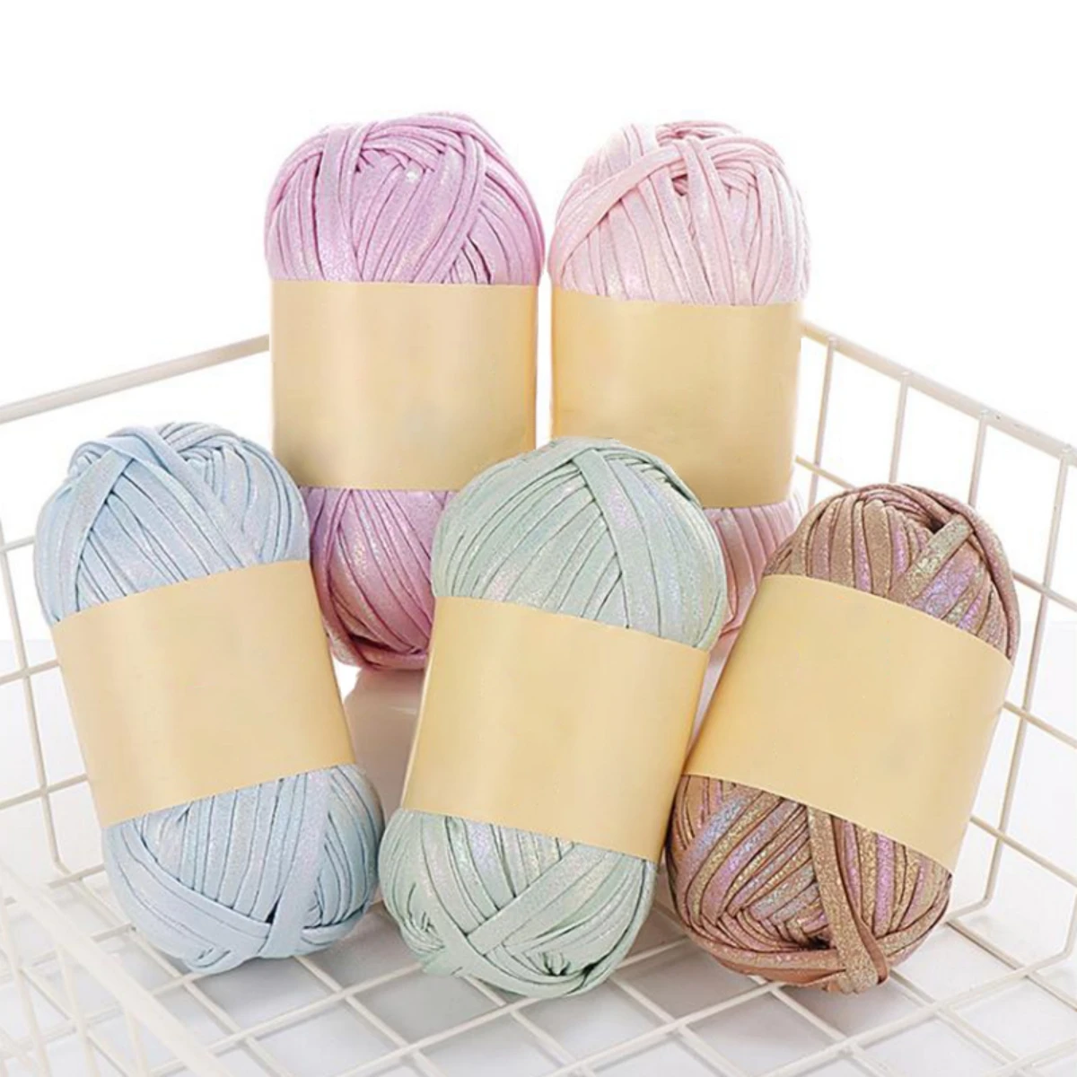 100g Imitation Leather Shiny Crochet Yarn DIY Hand Knitting Yarn Ball For Bag Blanket Cushion Knitting Crochet Yarn 3