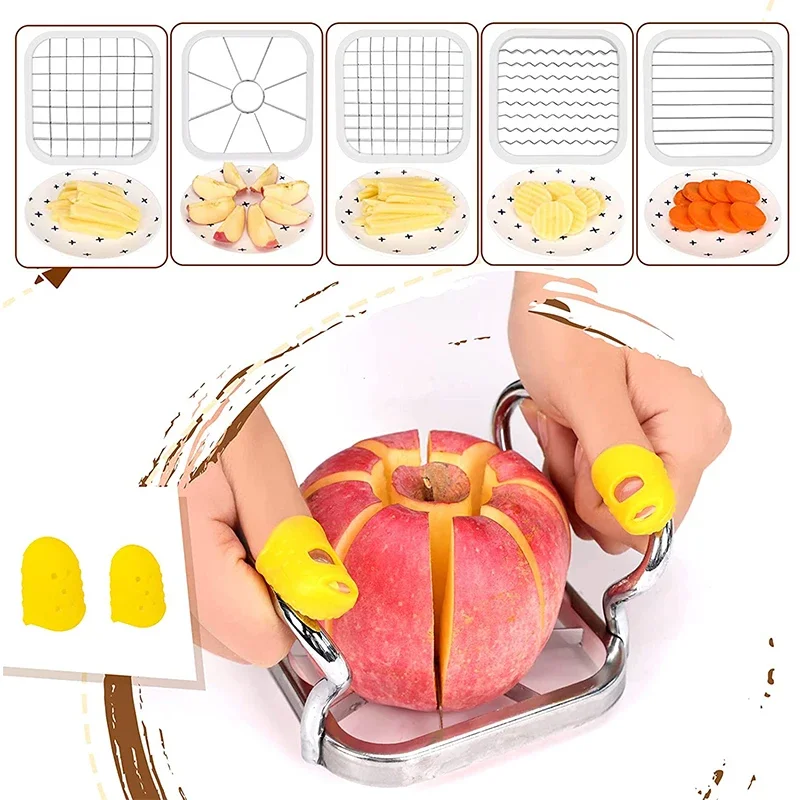 5pc Grid Cutting French Fries Potato Apple Slicer Potato Slicer Vegetable Chopper Food Cutter French Fry Kitchen Tools