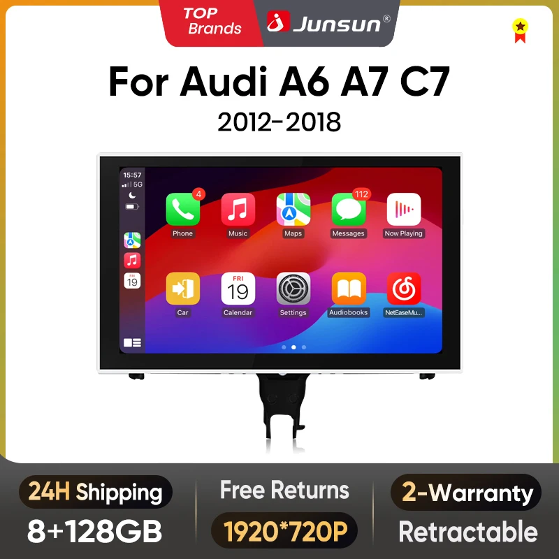Junsun 9 inch CarPlay For Apple Car Radio Multimedia For Audi A6 C7 A7 2005-2018 4G WiFi Bluetooth Wireless Android Auto Stereo