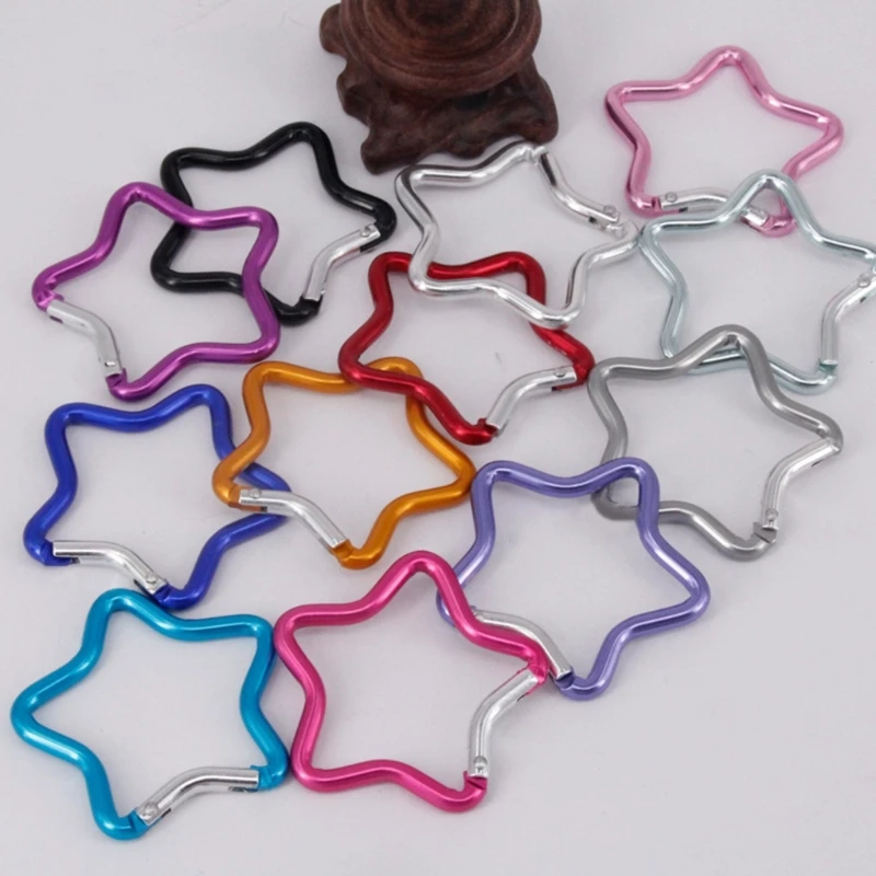 Climbing Carabiner Aluminum Alloy Outdoor Star Shaped Spring Snap Locking Clip Keychains for Backpack Camping Hiking Traveling