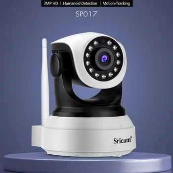 Sricam-SP017 3.0MP IP 카메라, 와이파이 홈 360 ° 모바일 원격보기 실내 베이비 모니터, 양방향 오디오 비디오 감시 CCTV 카메라