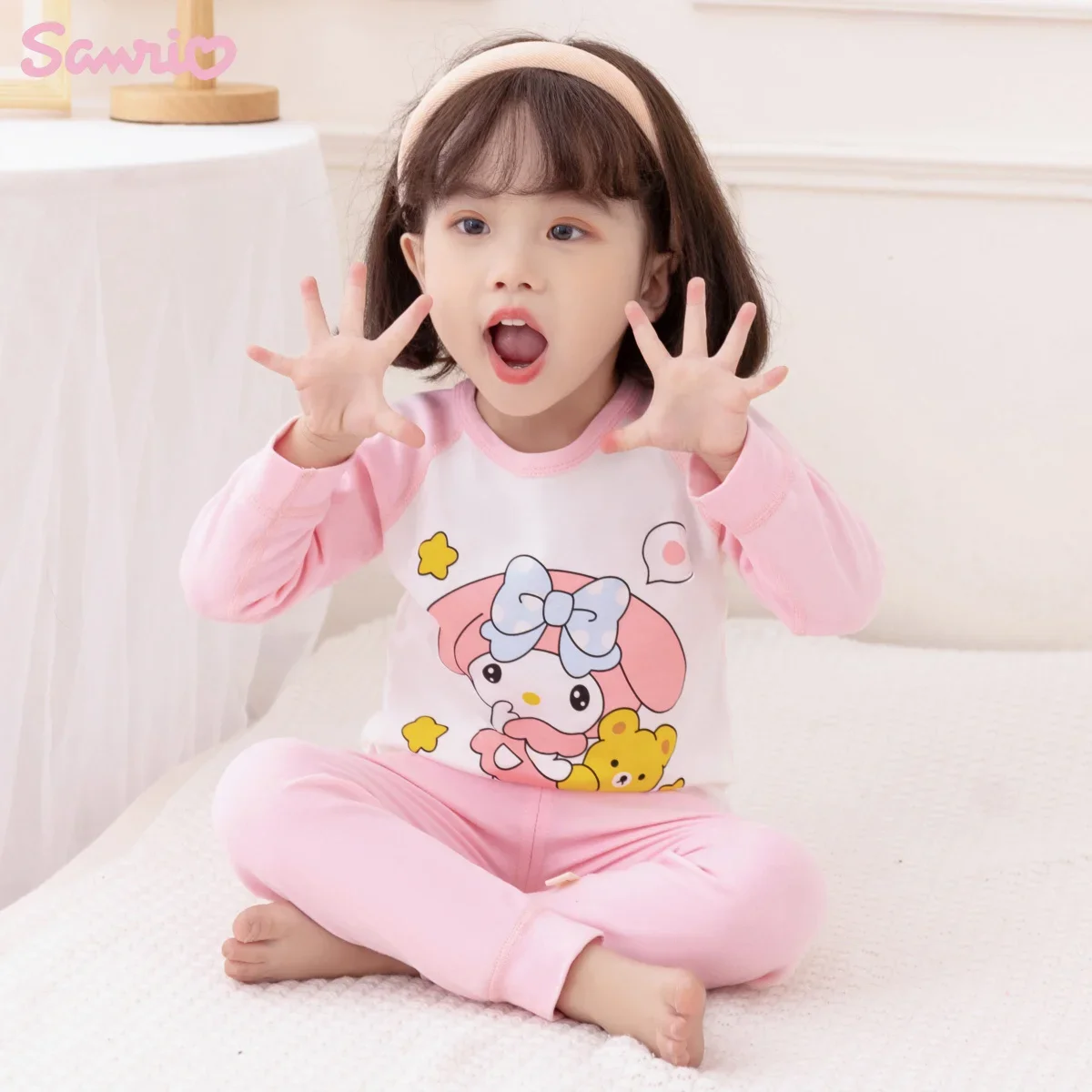 

Kawaii Sanrio My Melody Kuromi Fall Children Pajamas Cartoon Cute Baby Girl Comfortable Long-sleeved Pajamas Boy's Homewear Suit