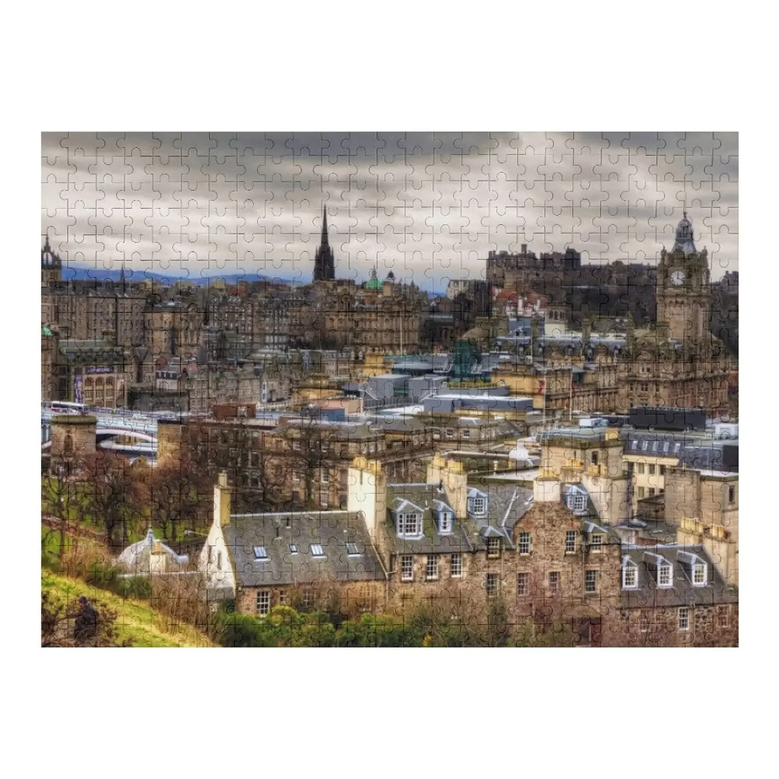 Grey Skies over the Old Town Jigsaw Puzzle Customizable Child Gift Jigsaw Custom Iq Custom Kids Toy Puzzle