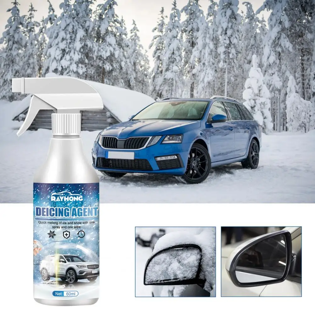 

60ML Car Snow Melting Spray Ice Melting Snow Removal Auto Deicing Agent Windshields Windows Mirrors Deicer Spray Snow For Car